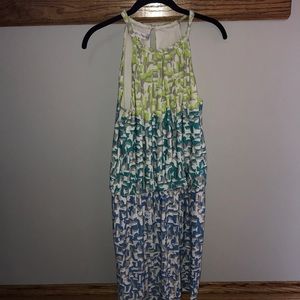 Blue and green dress.